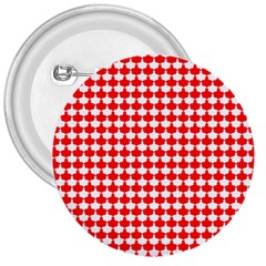 Red And White Scallop Repeat Pattern 3  Buttons