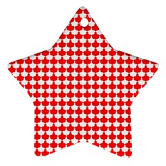 Red And White Scallop Repeat Pattern Ornament (star)  by PaperandFrill