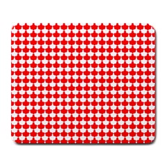 Red And White Scallop Repeat Pattern Large Mousepads by PaperandFrill