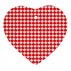 Red And White Scallop Repeat Pattern Heart Ornament (2 Sides)