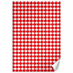 Red And White Scallop Repeat Pattern Canvas 12  X 18   by PaperandFrill