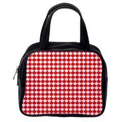 Red And White Scallop Repeat Pattern Classic Handbags (one Side)