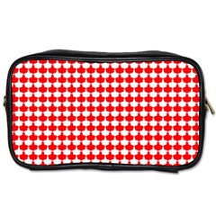 Red And White Scallop Repeat Pattern Toiletries Bags 2-side by PaperandFrill