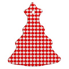 Red And White Scallop Repeat Pattern Christmas Tree Ornament (2 Sides) by PaperandFrill