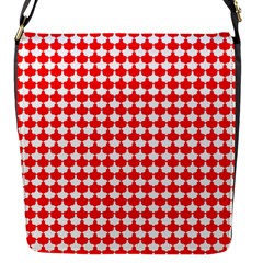 Red And White Scallop Repeat Pattern Flap Messenger Bag (s) by PaperandFrill