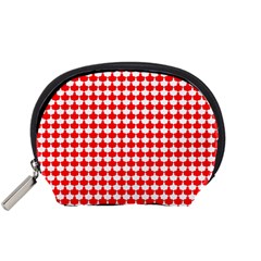 Red And White Scallop Repeat Pattern Accessory Pouches (small) 