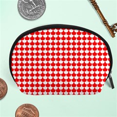 Red And White Scallop Repeat Pattern Accessory Pouches (large) 