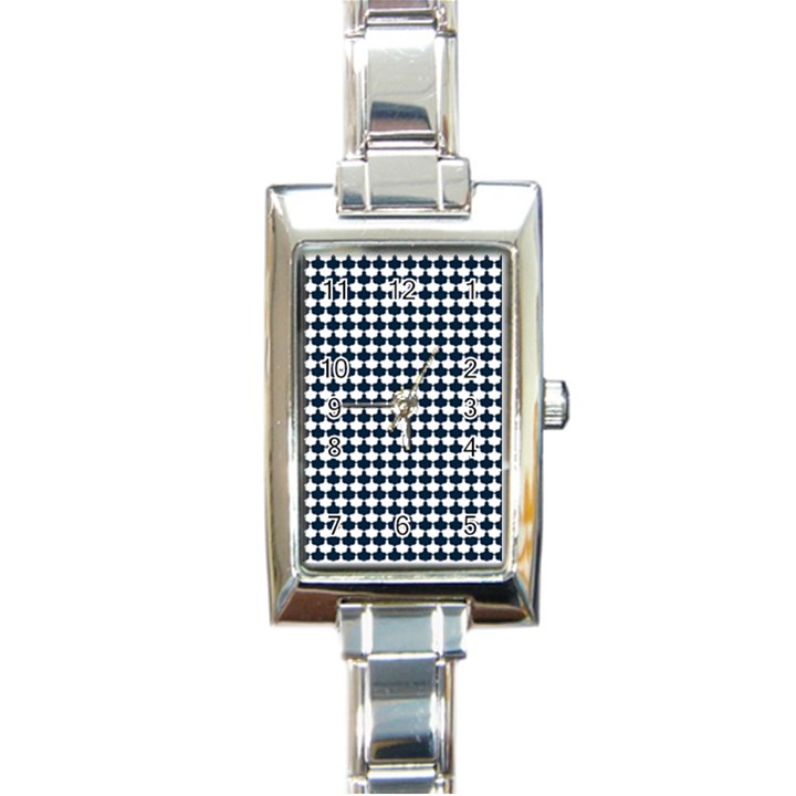 Navy And White Scallop Repeat Pattern Rectangle Italian Charm Watches