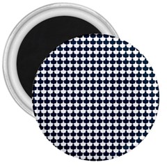 Navy And White Scallop Repeat Pattern 3  Magnets