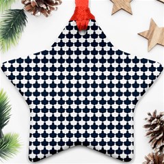 Navy And White Scallop Repeat Pattern Ornament (star) 