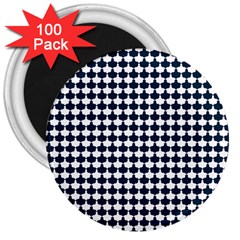 Navy And White Scallop Repeat Pattern 3  Magnets (100 Pack) by PaperandFrill