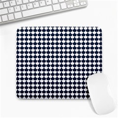 Navy And White Scallop Repeat Pattern Large Mousepads by PaperandFrill