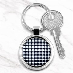 Navy And White Scallop Repeat Pattern Key Chains (round) 