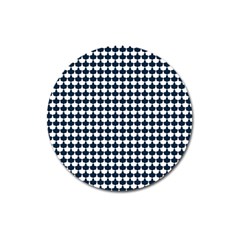 Navy And White Scallop Repeat Pattern Magnet 3  (round)