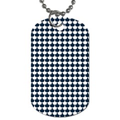 Navy And White Scallop Repeat Pattern Dog Tag (two Sides) by PaperandFrill