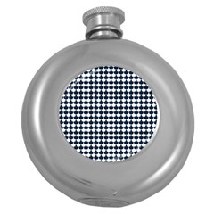 Navy And White Scallop Repeat Pattern Round Hip Flask (5 Oz) by PaperandFrill