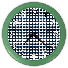 Navy And White Scallop Repeat Pattern Color Wall Clocks