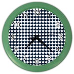 Navy And White Scallop Repeat Pattern Color Wall Clocks Front