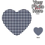 Navy And White Scallop Repeat Pattern Multi-purpose Cards (Heart)  Front 1