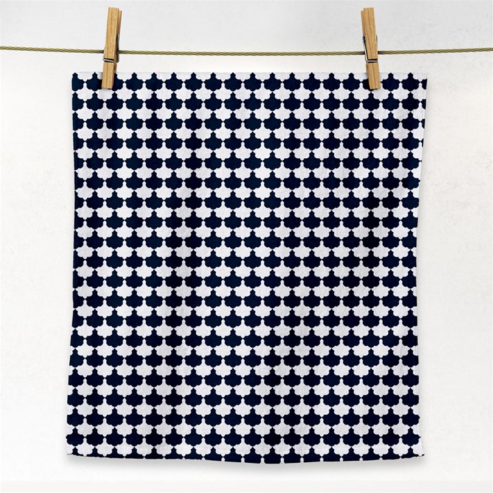 Navy And White Scallop Repeat Pattern Face Towel