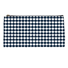 Navy And White Scallop Repeat Pattern Pencil Cases by PaperandFrill