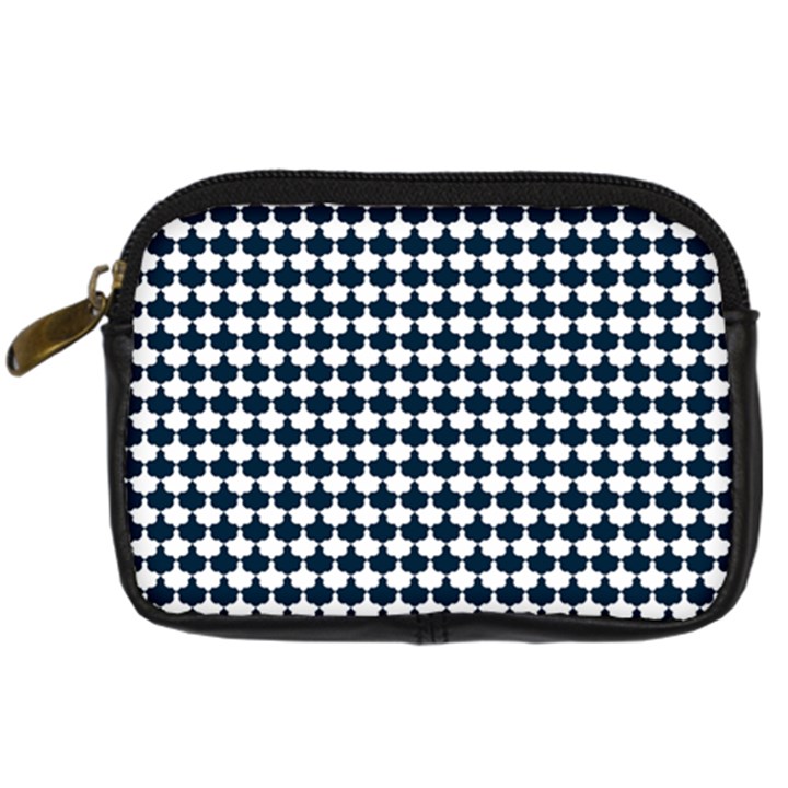 Navy And White Scallop Repeat Pattern Digital Camera Cases