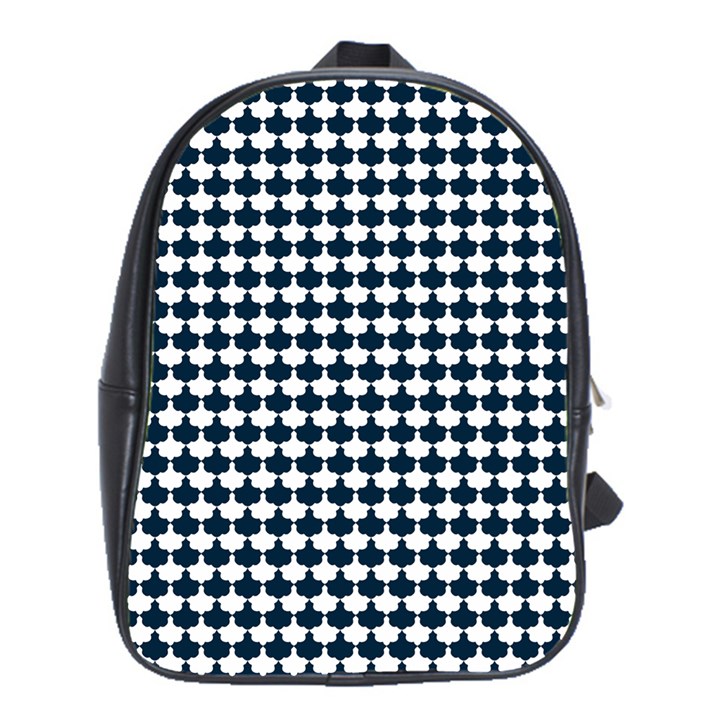 Navy And White Scallop Repeat Pattern School Bags(Large) 