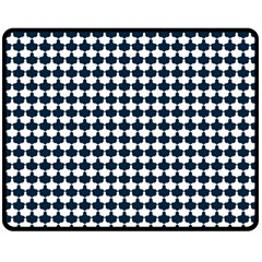 Navy And White Scallop Repeat Pattern Fleece Blanket (medium) 