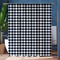 Navy And White Scallop Repeat Pattern Shower Curtain 60  X 72  (medium) 