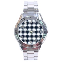 Navy And White Scallop Repeat Pattern Stainless Steel Men s Watch by PaperandFrill