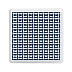 Navy And White Scallop Repeat Pattern Memory Card Reader (square) 