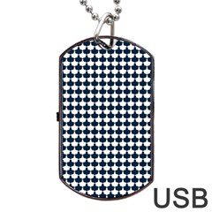 Navy And White Scallop Repeat Pattern Dog Tag Usb Flash (one Side)