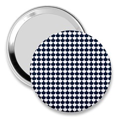 Navy And White Scallop Repeat Pattern 3  Handbag Mirrors by PaperandFrill