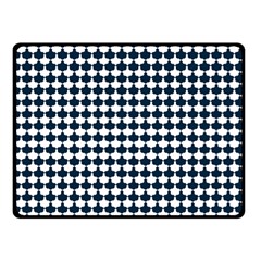 Navy And White Scallop Repeat Pattern Double Sided Fleece Blanket (small) 