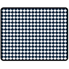 Navy And White Scallop Repeat Pattern Double Sided Fleece Blanket (medium) 