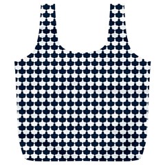 Navy And White Scallop Repeat Pattern Full Print Recycle Bags (l) 