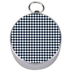 Navy And White Scallop Repeat Pattern Silver Compasses by PaperandFrill