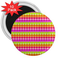 Scallop Pattern Repeat In ‘la’ Bright Colors 3  Magnets (10 Pack)  by PaperandFrill