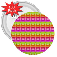 Scallop Pattern Repeat In ‘la’ Bright Colors 3  Buttons (100 Pack)  by PaperandFrill