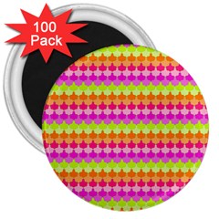 Scallop Pattern Repeat In ‘la’ Bright Colors 3  Magnets (100 Pack) by PaperandFrill