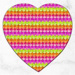 Scallop Pattern Repeat In ‘la’ Bright Colors Jigsaw Puzzle (heart) by PaperandFrill