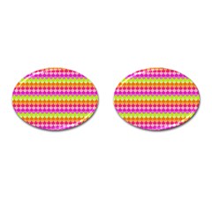 Scallop Pattern Repeat In ‘la’ Bright Colors Cufflinks (oval) by PaperandFrill