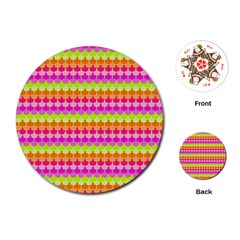 Scallop Pattern Repeat In ‘la’ Bright Colors Playing Cards (round)  by PaperandFrill