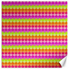 Scallop Pattern Repeat In ‘la’ Bright Colors Canvas 16  X 16   by PaperandFrill