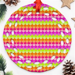 Scallop Pattern Repeat In ‘la’ Bright Colors Round Filigree Ornament (2side)