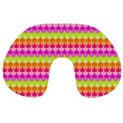 Scallop Pattern Repeat In ‘la’ Bright Colors Travel Neck Pillows