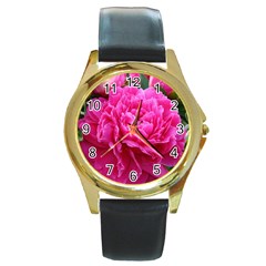 Paeonia Eleanor Round Gold Metal Watches by trendistuff