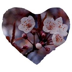 Cherry Blossoms Large 19  Premium Flano Heart Shape Cushions by trendistuff