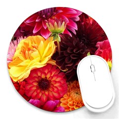 Bunch Of Flowers Round Mousepads by trendistuff