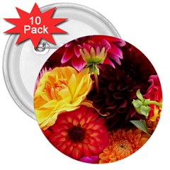 Bunch Of Flowers 3  Buttons (10 Pack)  by trendistuff